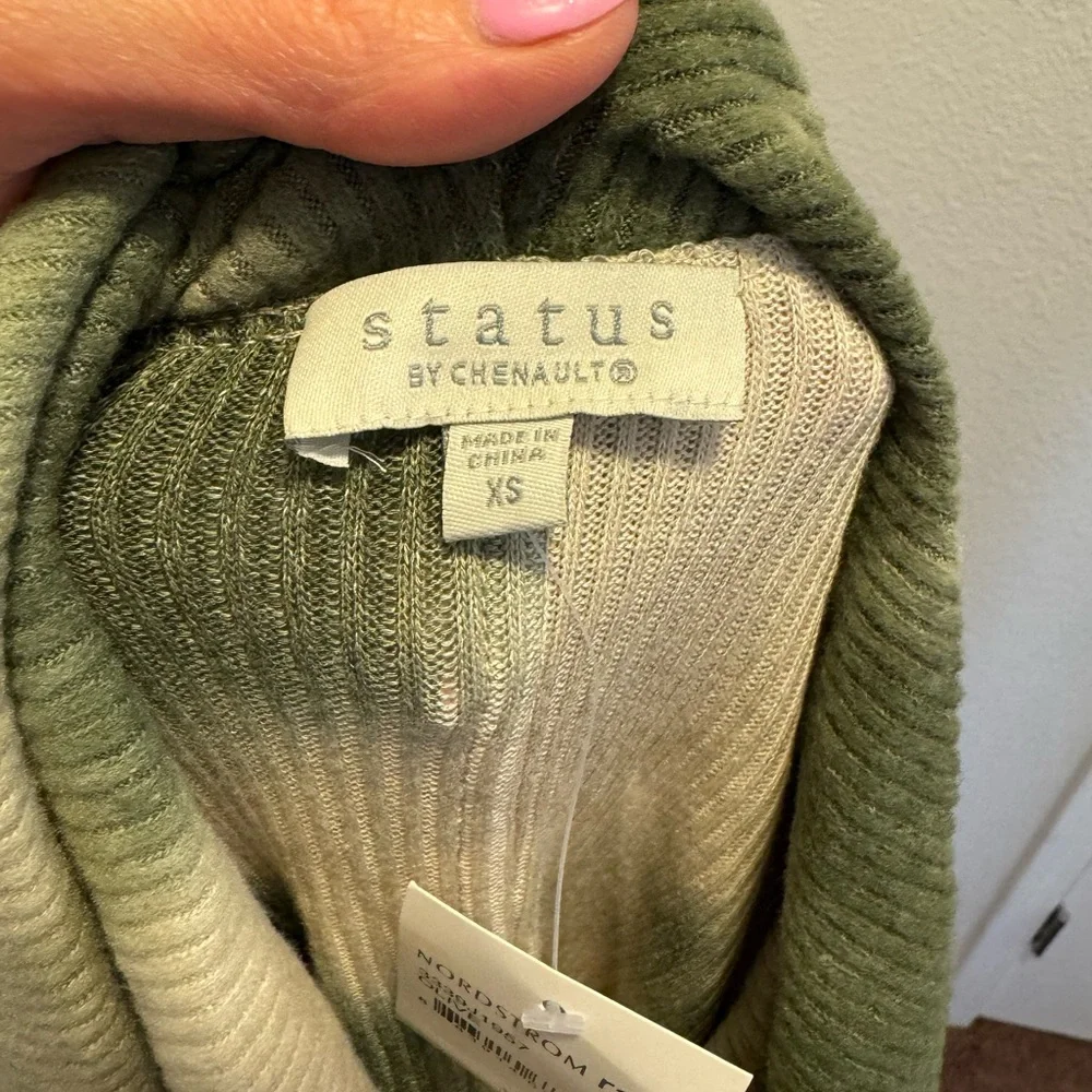2 FOR $20 StatusChenault Oversized Cowl Neck Sweater Hi-Low Tie Dye Green XS NEW - Picture 5 of 11